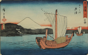歌川広重「興津」東海道五十三次より　1849年頃